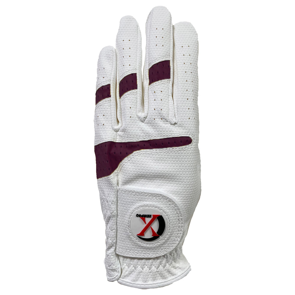 XEIR PRO Women's Premium All Weather Golf Gloves White Color Worn on RIght (4 of Pack)