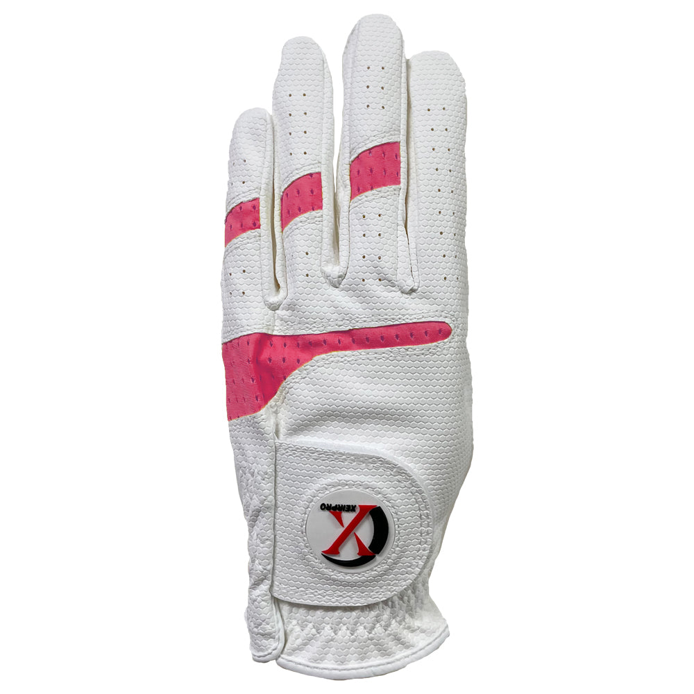 XEIR PRO Women's Premium All Weather Golf Gloves White Color Worn on RIght (4 of Pack)