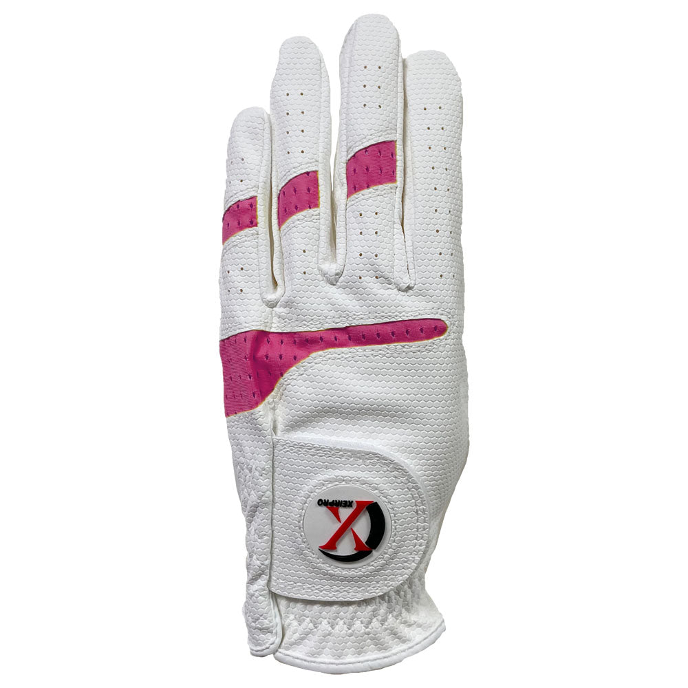 XEIR PRO Women's Premium All Weather Golf Gloves White Color Worn on RIght (4 of Pack)