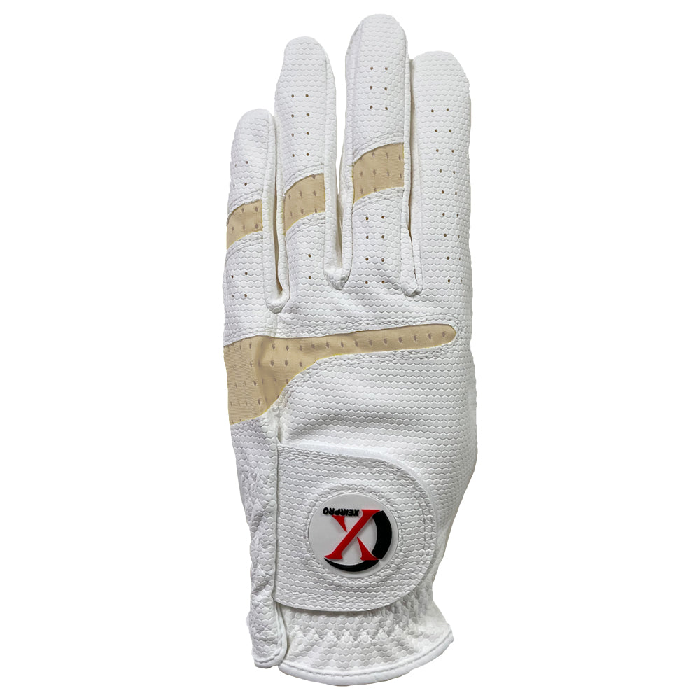 XEIR PRO Women's Premium All Weather Golf Gloves White Color Worn on RIght (4 of Pack)