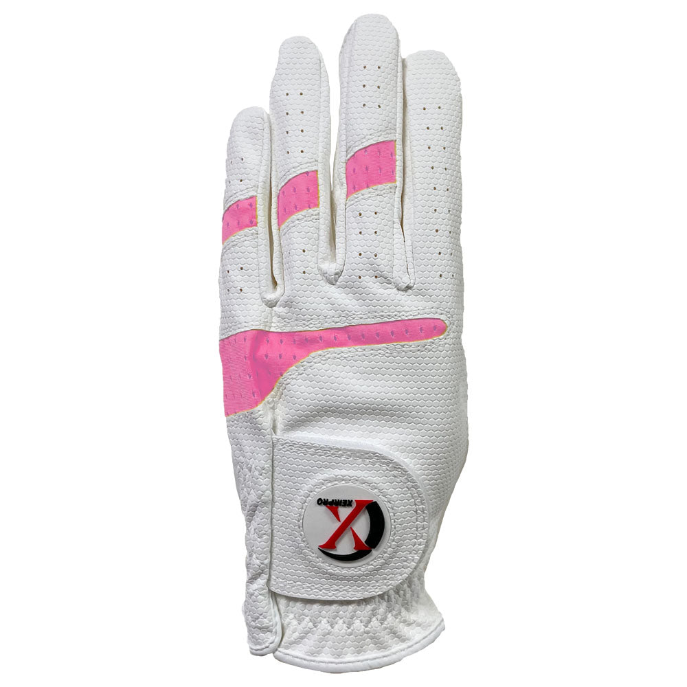 XEIR PRO Women's Premium All Weather Golf Gloves White Color Worn on RIght (4 of Pack)
