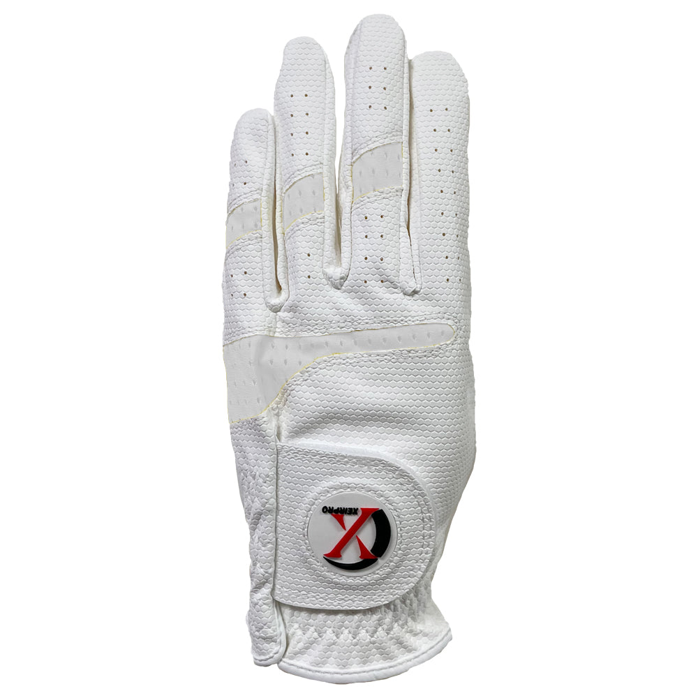 XEIR PRO Women's Premium All Weather Golf Gloves White Color Worn on RIght (4 of Pack)