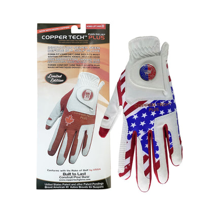 Copper Tech Plus Men's America Flag Theme Patriotic Golf Gloves
