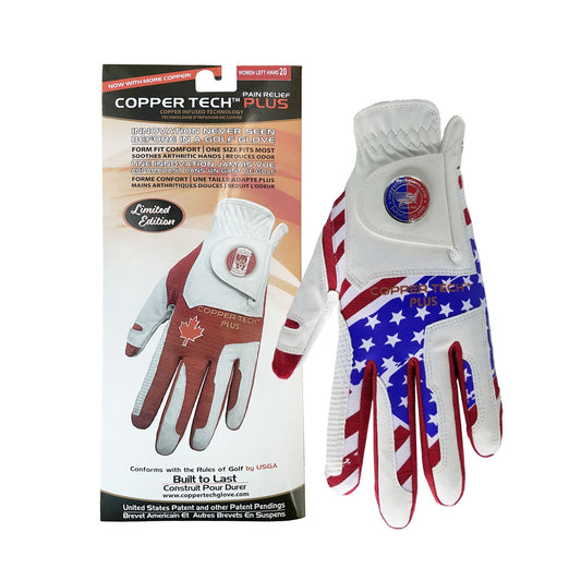 Copper Tech Plus Men's America Flag Theme Patriotic Golf Gloves