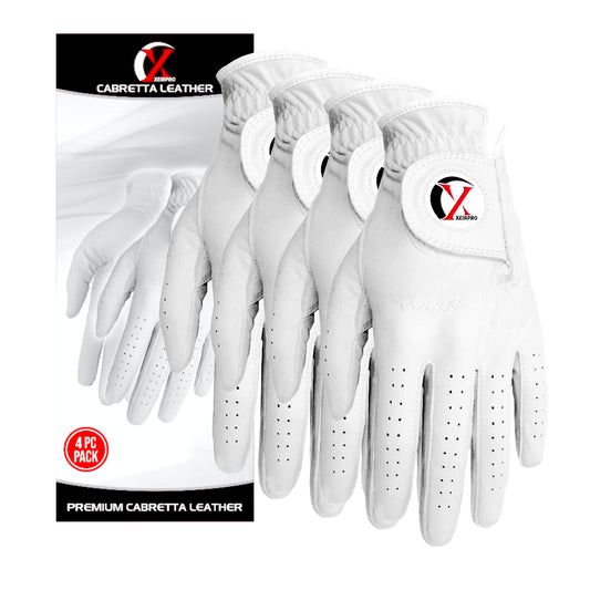 XEIRPRO Men's Premium Leather Golf Gloves (4 of Pack)